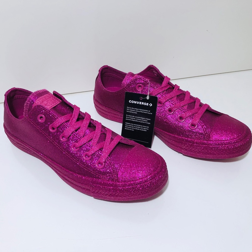 Converse Ctas Low Top Fuchsia Red Glitter NWT - Picture 5 of 8